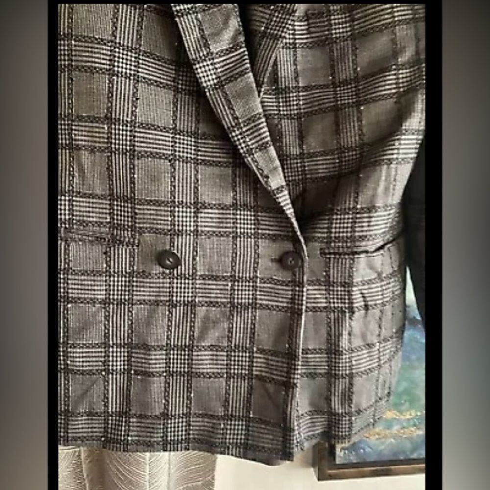 Vintage Gianni Versace 80s-90s Black/Gray Plaid Made In Italy Blazer Wool Blend - Picture 16 of 16